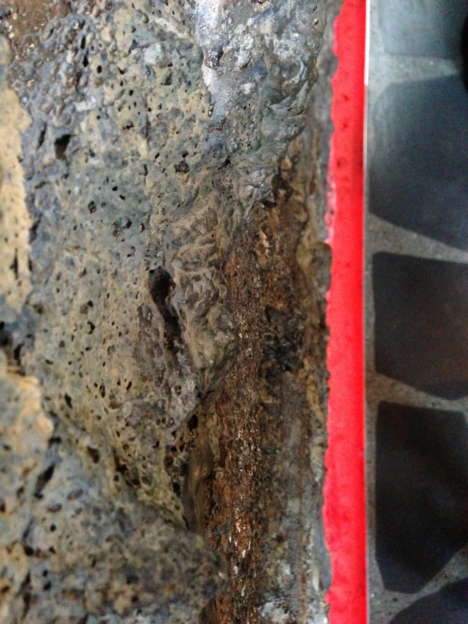 Lava Rock Wall, Red Light, Slate Stone Floor 